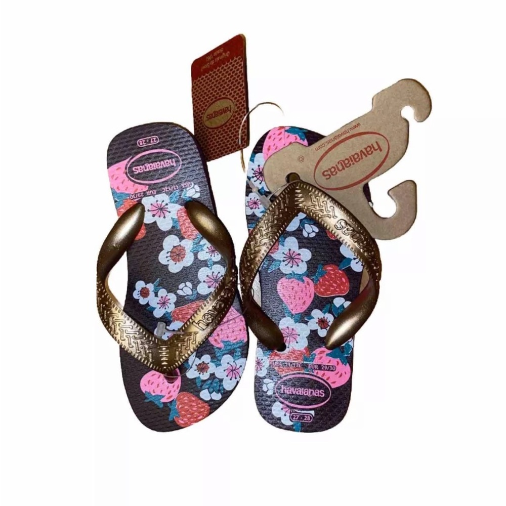 Havaianas Girl’s Eggplant/Rose Gold 11/12C NWT.